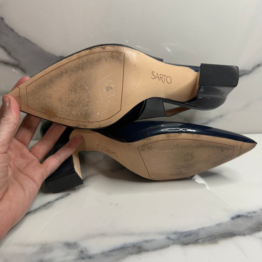 Franco Sarto Women's Blue Patent Leather Sophie Slingback Sophie Pumps Sz 9.5 - Picture 7 of 8